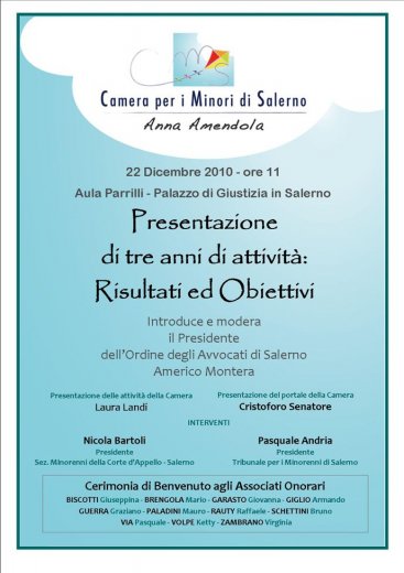 Presentazione di tre anni di attività della Camera per i Minori di Salerno